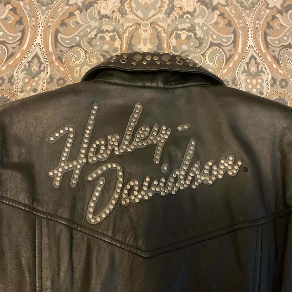 Mint Vintage Harley Davidson An American Legend Studded Leather Moto Jacket Sz S - Picture 9 of 16